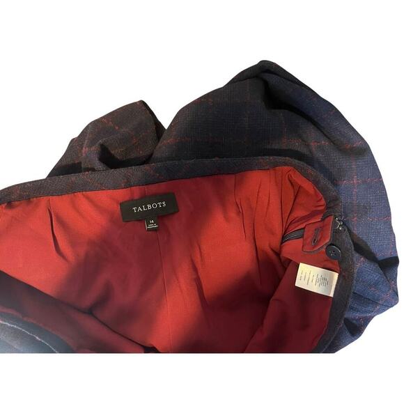 Talbots Size 14 Women’s Wool Blend Gray w Red Pinstriped Lined Y2K Dress Pant - Picture 6 of 8